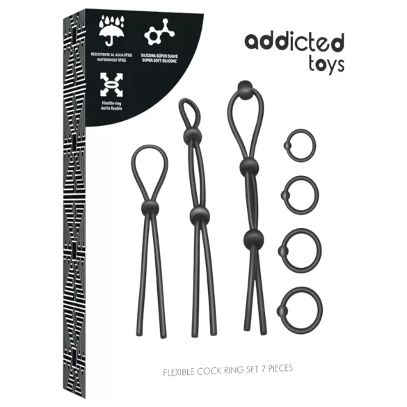 Addicted Toys - penisring set silikon 7-pack svart