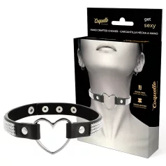 Coquette - chokerhalsband med hjärthänge - strass - svart