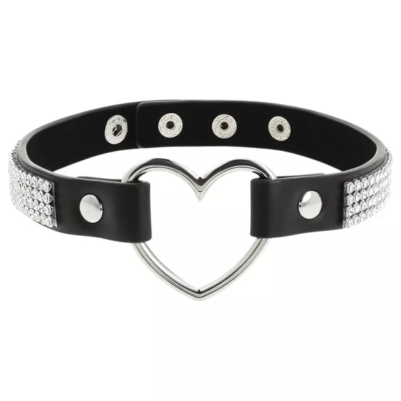 Coquette - chokerhalsband med hjärthänge - strass - svart