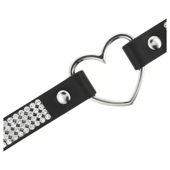 Coquette - chokerhalsband med hjärthänge - strass - svart