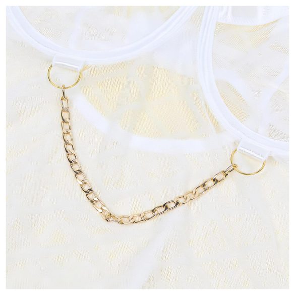 Subblime 954291 - body med kedjor - transparent spets - vit - L-XL