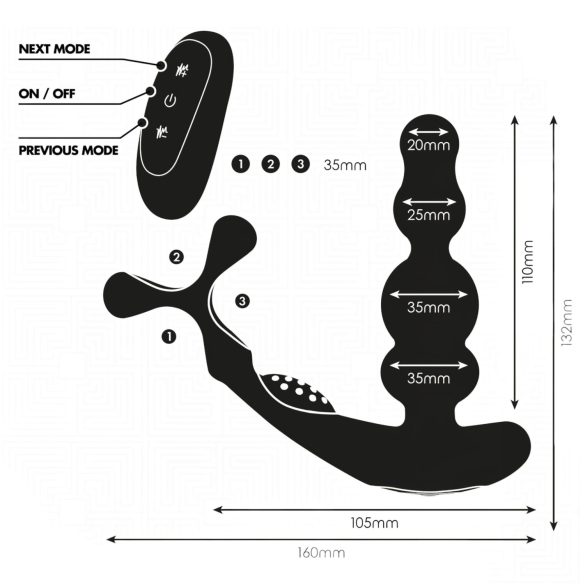 Addicted Toys - analvibrator med roterande huvud och penisring - svart