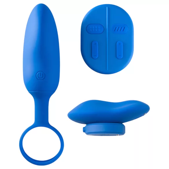 Platanomelón Mobi - vibrator set med fjärrkontroll - uppladdningsbar blå 2 delar