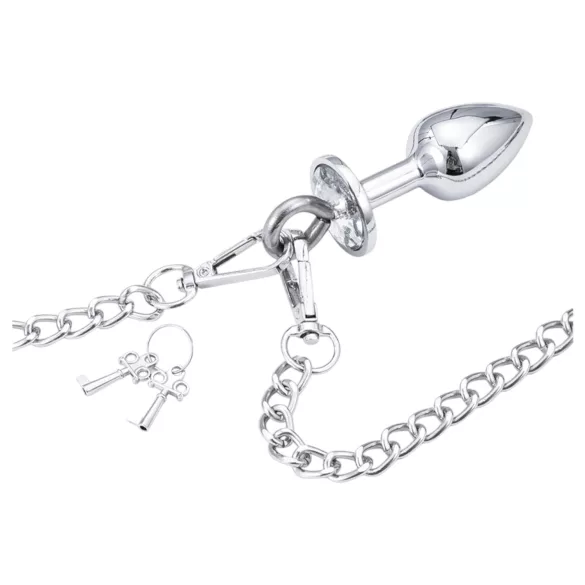 LateToBed - handbojor med analplugg - metall silver