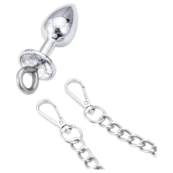 LateToBed - handbojor med analplugg - metall silver