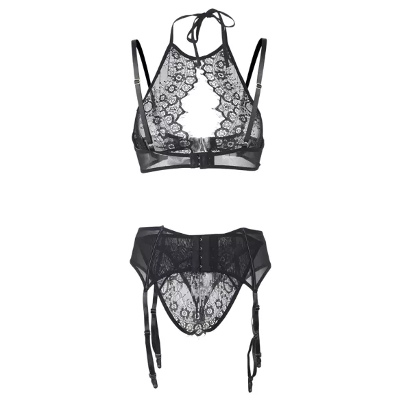 Adalet Evelyn - 3‑delat spetsunderklädesset (svart) - L/XL