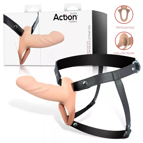 Action StrapOn S - strap on dildo - ihålig - naturfärg