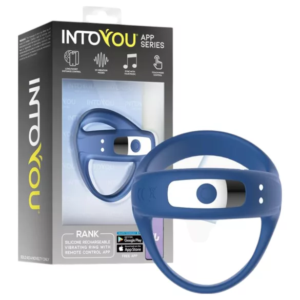 INTOYOU - App-styrd vibrerande penis- och pungring för män (blå)