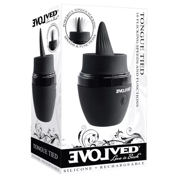 Evolved Tongue Tied - uppladdningsbar, tungformad vibrator (svart)