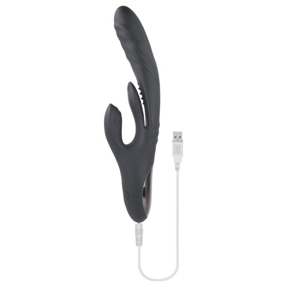 Playboy Rapid Rabbit - vibrator med klitorisstimulator - uppladdningsbar - svart