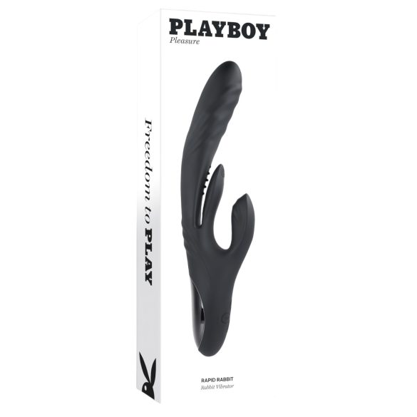 Playboy Rapid Rabbit - vibrator med klitorisstimulator - uppladdningsbar - svart
