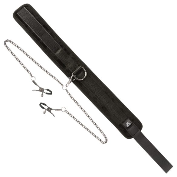 Sei Mio - Halsband och bröstvårtsklaffar (svart)