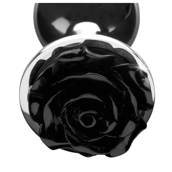 Booty Sparks Black Rose - analplugg aluminium silver-svart
