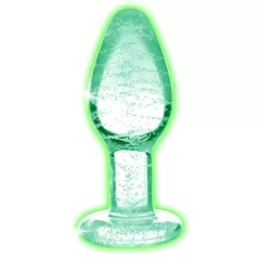   Booty Sparks - analplugg - självlysande glas - stor - transparent