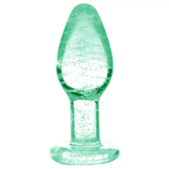 Booty Sparks Glow in the Dark L - glasbuttplugg (genomskinlig)