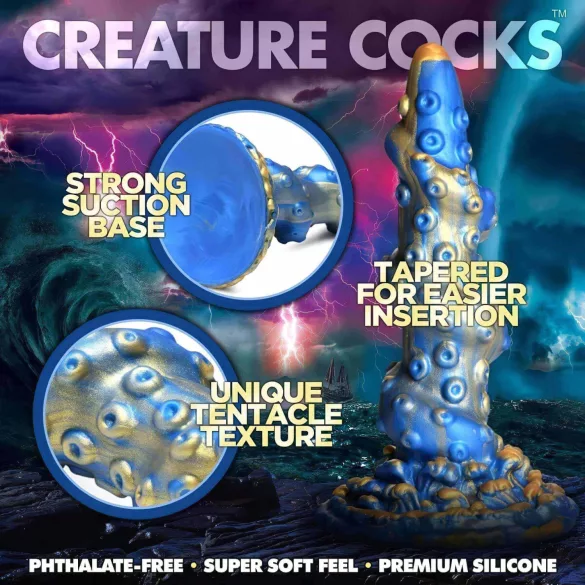 Creature Cocks Kraken - spiral dildo - bläckfiskarm - 21cm guldblå
