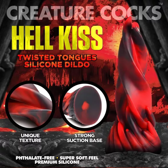 Creature Cocks Hell Kiss - dildo med spiral - silikon - 19 cm - röd
