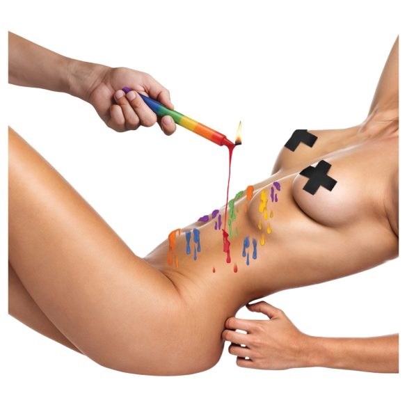 XR Brands - BDSM ljus för kropp - regnbågsfärgad - 3-pack