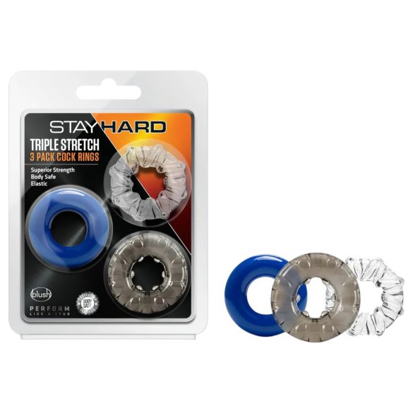 Stay Hard - penisring set - 3-pack - färgade