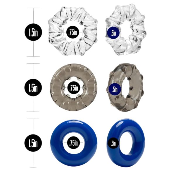 Stay Hard - penisring set - 3-pack - färgade