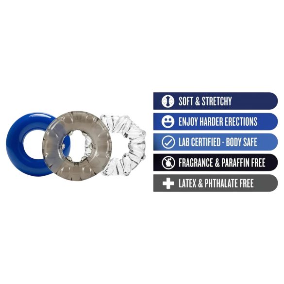 Stay Hard - penisring set - 3-pack - färgade