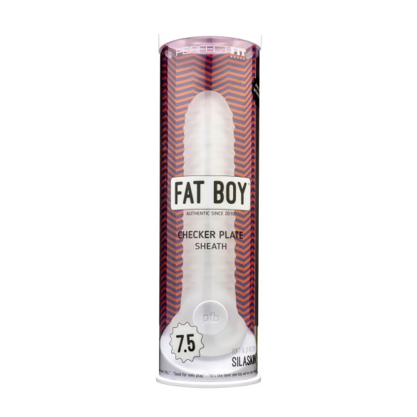 Fat Boy - penissleeve - struktur med rutmönster - vit 19cm