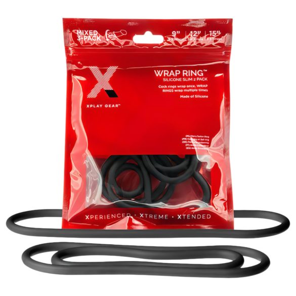 Perfect Fit Slim Wrap - tunt penisring set - svart (3 st)
