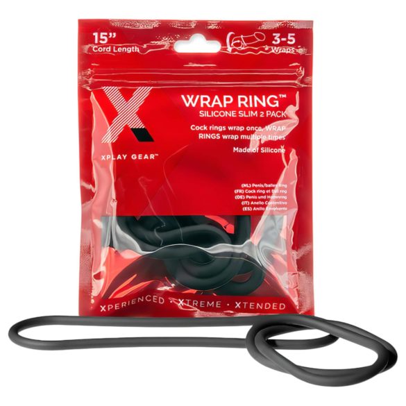 Perfect Fit Slim Wrap 15 - Tunn Penisring - Svart (38 cm)