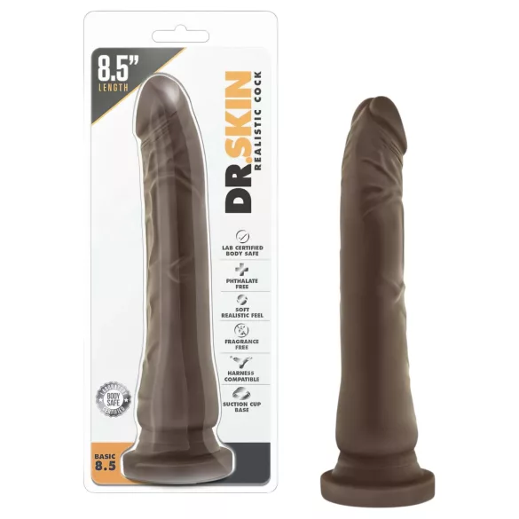 Dr. Skin 8,5 - realistisk dildo med sugkopp (brun, 20,5 cm)