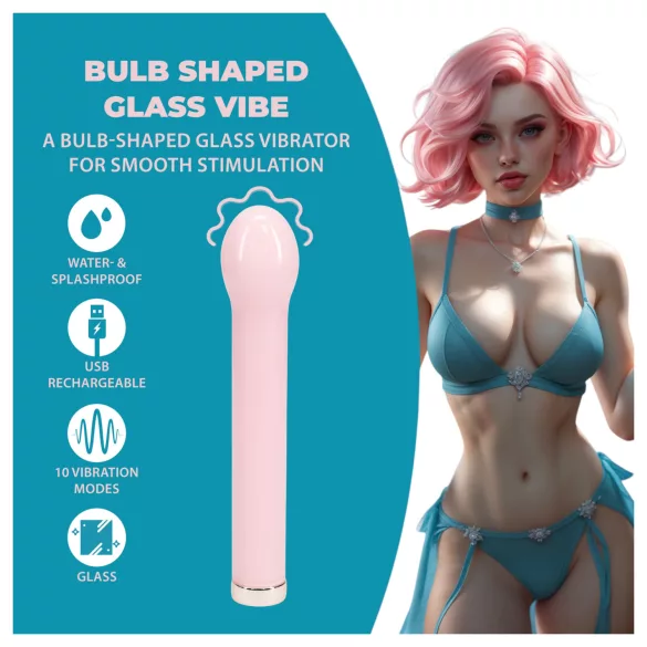 Loveline - glasvibrator med kulformat huvud (rosa)