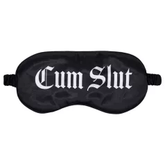 Ouch! - Satengögonmask med texten ”Cum Slut” (svart)