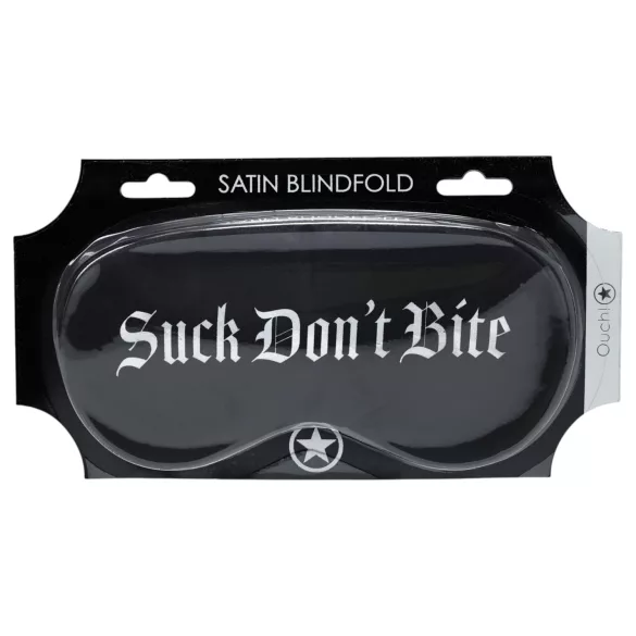 Ouch! - Satängögonmask med texten "Suck Don't Bite" (svart)