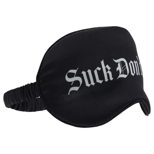 Ouch! - Satängögonmask med texten "Suck Don't Bite" (svart)