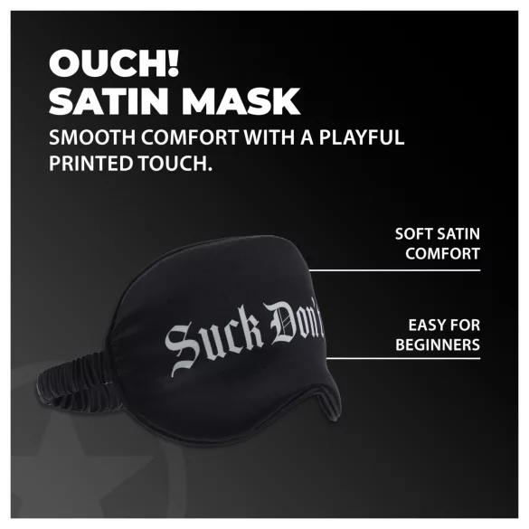 Ouch! - Satängögonmask med texten "Suck Don't Bite" (svart)