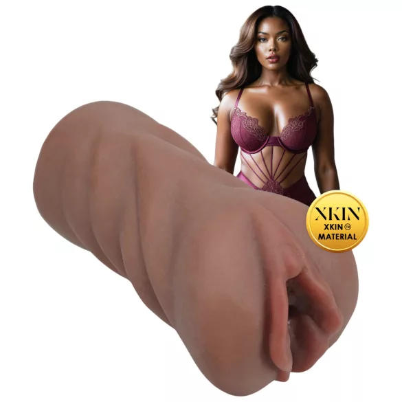 XKIN Next Door Amani - realistisk onanidocka vagina (mörk natur)