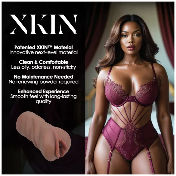XKIN Next Door Amani - realistisk onanidocka vagina (mörk natur)