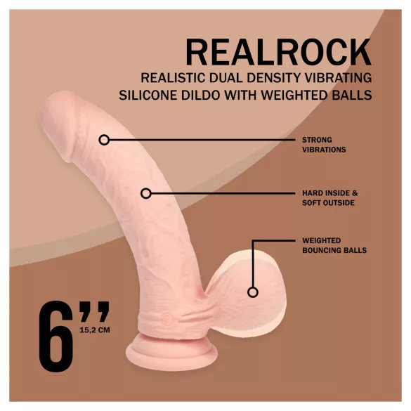 RealRock - realistisk vibrator med dubbel densitet (hudfärgad) - 15 cm