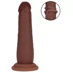 RealRock - dubbeldensitets realistisk dildo (brun) - 15,5 cm