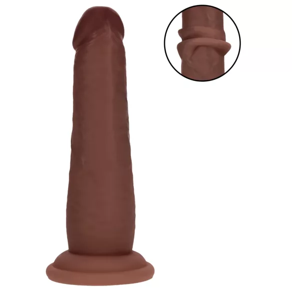 RealRock - dubbeldensitets realistisk dildo (brun) - 15,5 cm