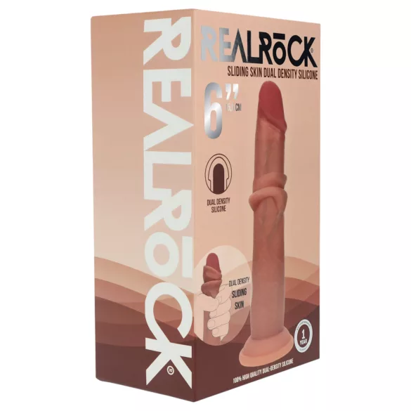 RealRock - realistisk dildo med dubbel densitet (solbränd) - 15,5 cm