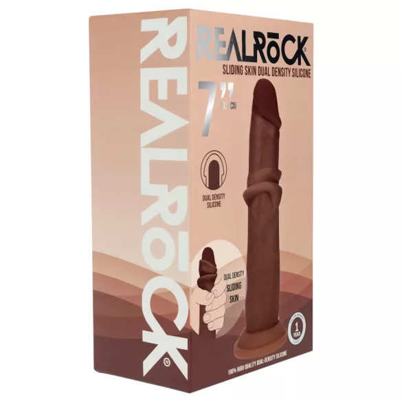 RealRock - realistisk dildo med dubbel densitet (brun) - 18,5 cm