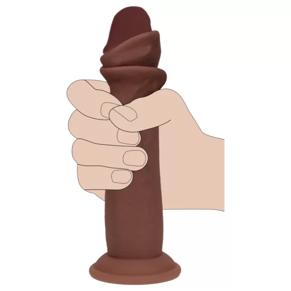 RealRock - realistisk dildo med dubbel densitet (brun) - 18,5 cm