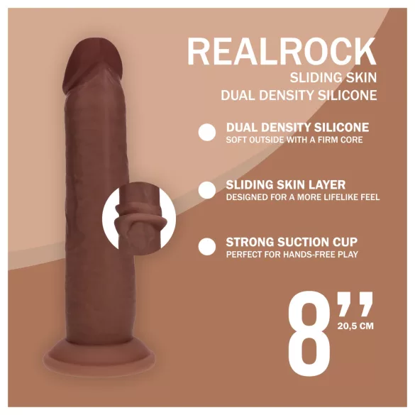 RealRock - realistisk dildo med dubbel densitet (brun) - 20,5 cm