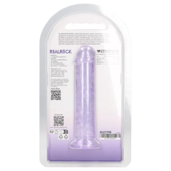 RealRock - naturtrogen dildo med sugkopp (lila) - 12,7 cm