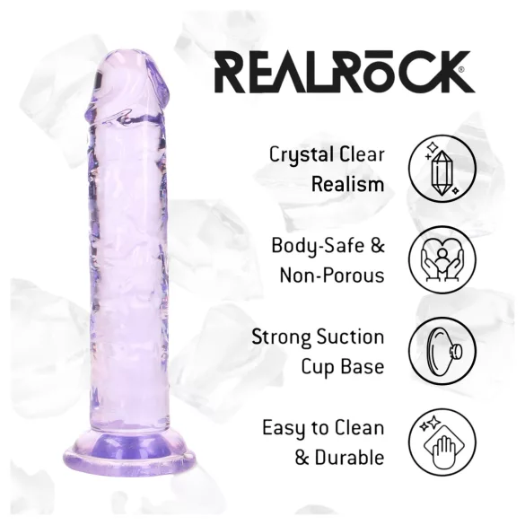 RealRock - naturtrogen dildo med sugkopp (lila) - 12,7 cm