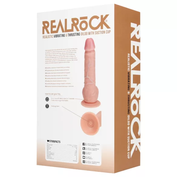 RealRock - dildo med sugkopp och vibrator - naturfärg (20,5 cm)