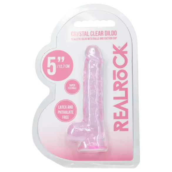 RealRock - realistisk dildo med pung (rosa) - 12,7 cm
