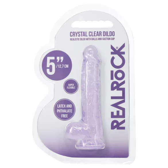 RealRock - naturtrogen dildo med pung (lila) - 12,7 cm