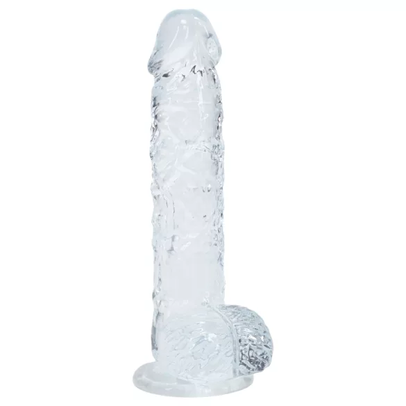 RealRock - verklighetstroget dildo med pung (genomskinlig) - 12,7 cm
