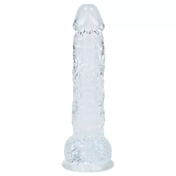 RealRock - verklighetstroget dildo med pung (genomskinlig) - 12,7 cm